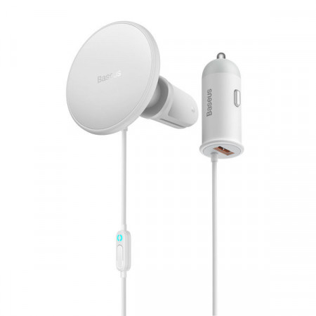 Incarcator auto wireless Baseus cu suport MagSafe 15W pentru aerisire + USB-A 25W alb (CW01) - Img 8