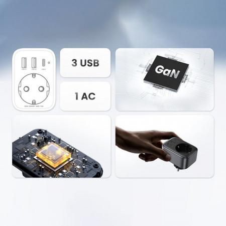Incarcator de perete 30W (2xUSB/USB C/AC) / adaptor EU - EU 13A Ugreen CD314 - negru - Img 5