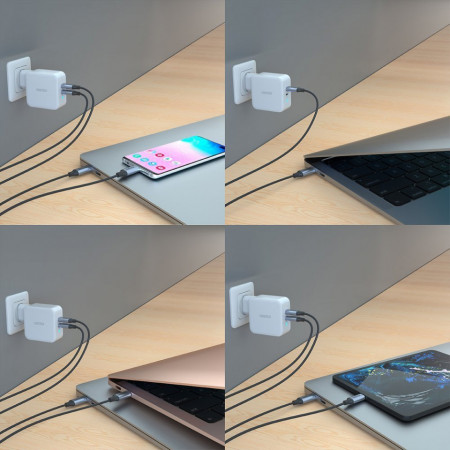 Incarcator priza Choetech GaN 2x USB Type C Power Delivery 3.0 QuickCharge 3.0 AFC 100W EU white (PD6008-EU) - Img 5