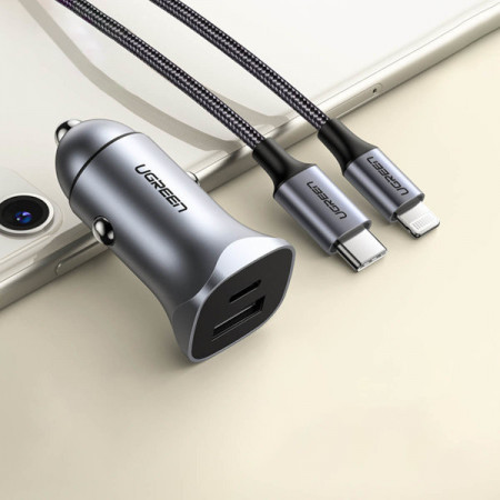 Incarcator rapid auto Ugreen USB-A / USB-C 30W PD PPS gri (CD130) - Img 5