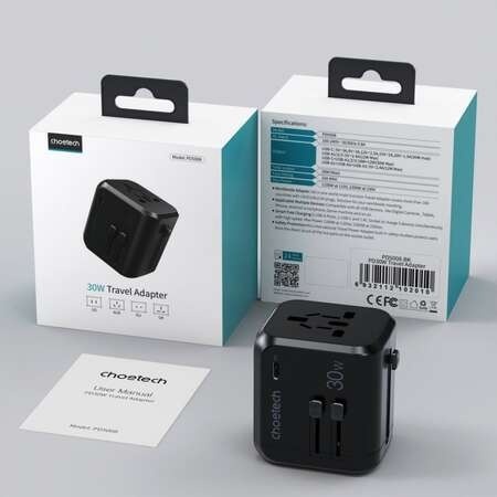 Incarcator Retea Choetech PD5008 3xUSB-A 2xUSB-C GaN 35W US/EU/UK/AU Negru - Img 5