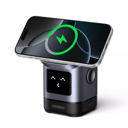 Incarcator wireless magnetic UGREEN Uno 2in1 15W Gri - Img 3