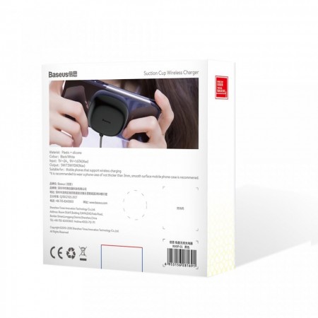Incarcator wireless original Baseus Suction Cup Wireless , incarcare rapida , safe , QI charge , negru - Img 7