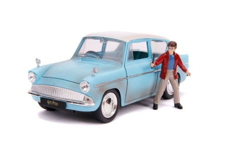 JADA HARRY POTTER SET FIGURINA HARRY POTTER SI MASINUTA METALICA FORD ANGLIA 1959 SCARA 1 LA 24 - Img 2