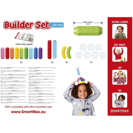 Joc magnetic Smart Max - My First Builder Set, Primul meu set de constructor, 20 piese - Img 3