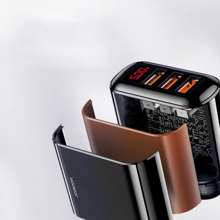 Joyroom 3x USB 3,4 Un incarcator digital inteligent de perete (mufa britanica) negru (HKL-USB59) - Img 3