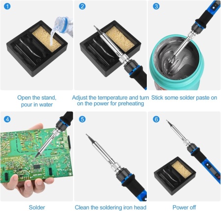 Kit Ciocan de Lipit / Pistol de Lemn / Solder 80W Typec Home cu Afișaj LCD, Temperatură Reglabilă 180-480°C, Funcție Sleep și Set Complet 6 Vârfuri - Img 3