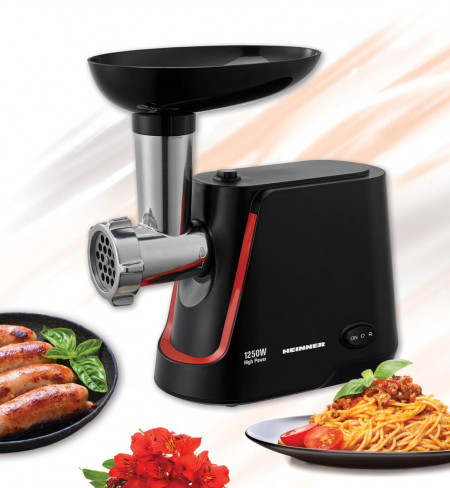 Masina de tocat Heinner MG-1250BK, 1340 W, 1.5 Kg/Min, 2 site, reverse, accesorii incluse, Negru - Img 4