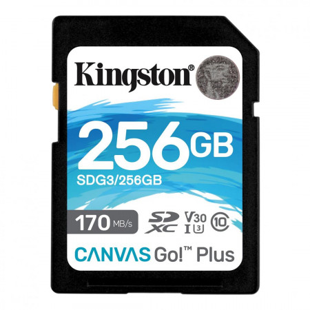 Memory Card SDXC Kingston Canvas Go Plus 256GB, Class 10, UHS-I U3, V30