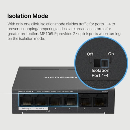 MERCUSYS DESKTOP SWITCH 6PORT MS106LP - Img 12