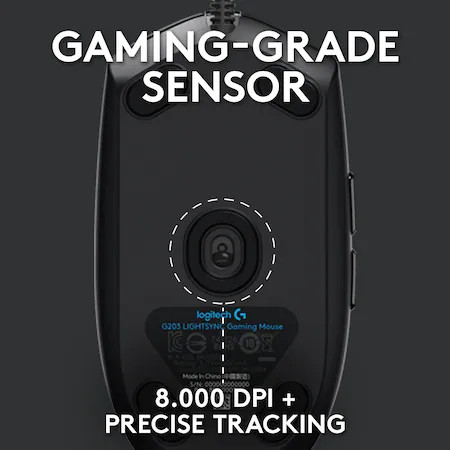 Mouse gaming Logitech G203, iluminare RGB LightSync, Negru - Img 4