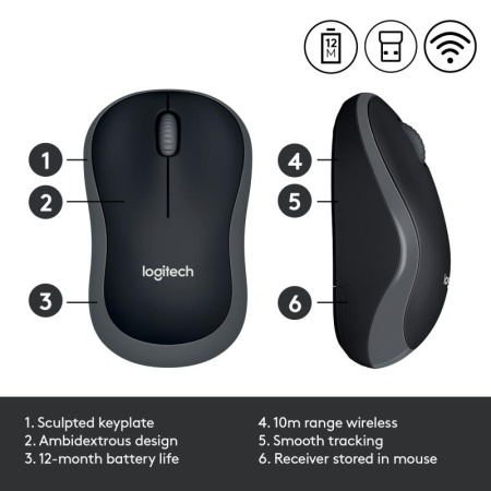 Mouse Logitech M185 WS 1000 DPI, gri - Img 14