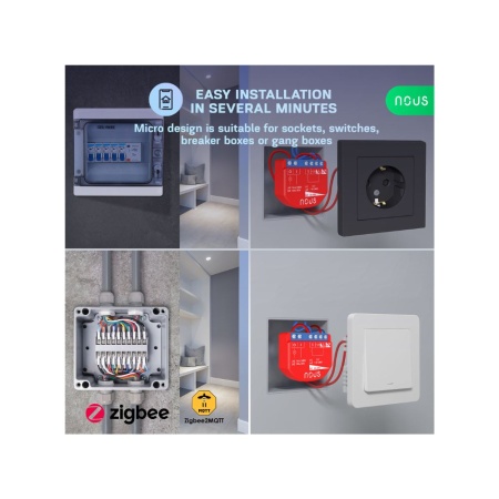 Nous B1Z smart Tuya Zigbee mini relay module, with switch input, 1-gang - Img 2