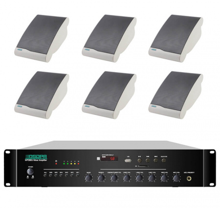Pachet Sonorizare 60W de perete, Radio FM+USB, DSPPA MP260U+6xDSP106II - Img 2