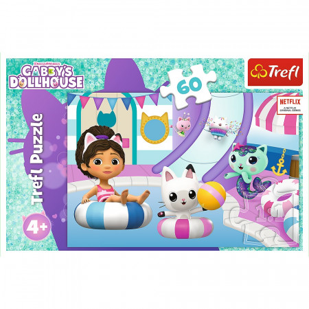 PUZZLE TREFL 60 GABBYS DOLLHOUSE GABBY LA PISCINA - Img 3
