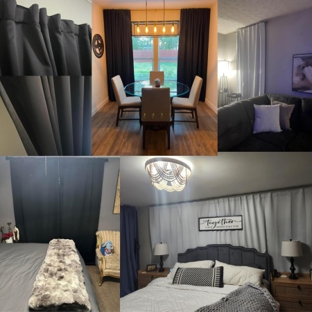 Set 2 Draperii Blackout Termoizolante Joydeco 117 x 137 cm, Prindere cu Bride Ascunse, Opace, pentru Living și Dormitor, Gri Închis - Img 5