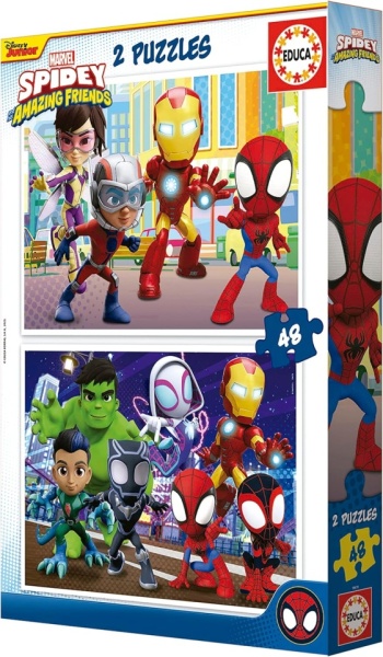 Set 2 Puzzle-uri Educa Marvel Spidey and His Amazing Friends, 2 x 48 Piese, pentru Copii 4+ Ani, Model 19678 - Img 6