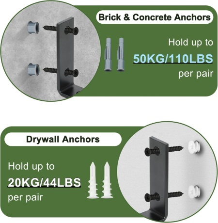 Set 2 Suporturi Metalice pentru Polițe SAYAYO Heavy Duty, Fier Masiv Grosime 5 mm, Profil L 300 x 150 mm, Încărcare până la 50 kg, Vopsire Negru Mat, Kit Complet de Montaj Inclus - Img 5