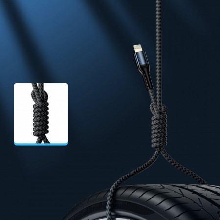 Set 3 x USB- Lightning cablu 0.25m + 1.2m + 2m Red Joyroom N10 King Kong series charging data - Img 2