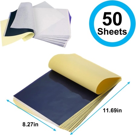 Set 50 Coli Hârtie de Transfer Tatuaje A4, Șablon Carbon 4 Straturi pentru Copiator Termic și Desen Manual, Hârtie Indigo Profesională pentru Tatuat, Body Painting și Proiecte DIY - Img 6