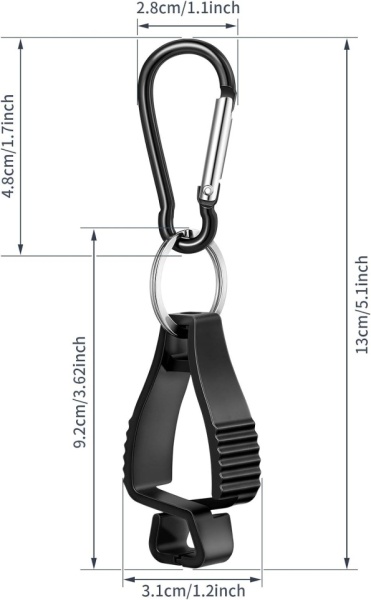 Set 6 Cleme Suport pentru Mănuși de Protecție cu Carabină, Clemă cu Dinți Întrepătrunși și Desprindere de Siguranță, Prindere pe Curea, Negru - Img 6