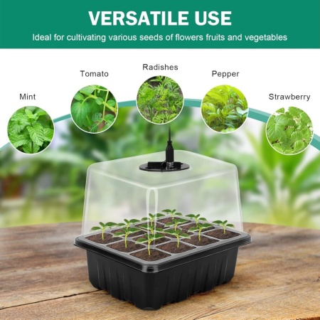 Set 6 Tavă Germinare Semințe RIOGOO cu Lumină LED, Control Inteligent, Luminozitate și Umiditate Reglabile, Kit Complet Mini-Seră - Img 2