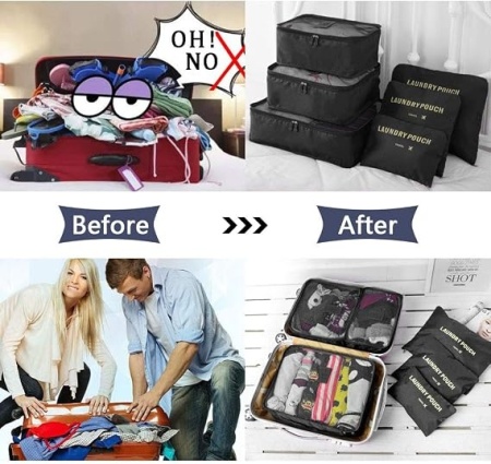 Set organizatoare bagaj și troler Vicloon, genți de călătorie tip packing cubes și saci de compresie pentru haine, cosmetice și accesorii - Img 2