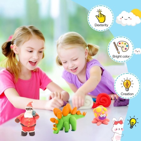 Set Plastilină Spumă Ușoară 36 Culori cu Uscare la Aer, Argilă Polimerică Magică pentru Copii 3-12 Ani, Netoxică, Moale și Nelipicioasă, Cadou Creativ DIY pentru Băieți și Fete - Img 6