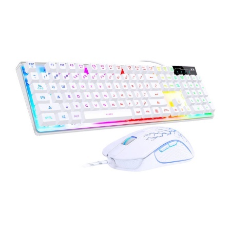 Set tastatura si mouse cu fir MageGee K1 (alb)