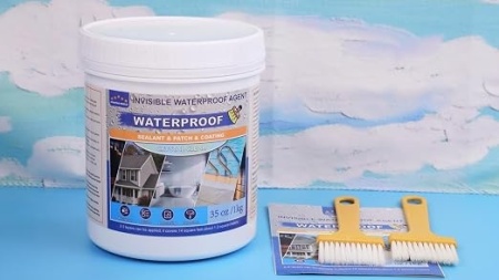Solutie hidroizolanta lichida transparenta, 1 kg (35 oz), strat etansant invizibil pe baza de apa impotriva infiltratiilor, pentru acoperis, baie, rosturi gresie, pereti si terase, interior/exterior - Img 5
