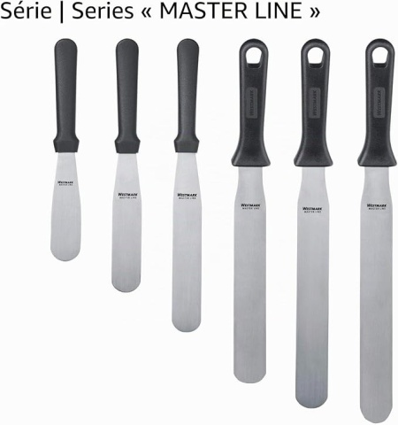 Spatulă profesională dreaptă și flexibilă pentru patiserie și bucătărie Westmark Master Line, 3 x 14 cm (lungime totală 26 cm), inox și plastic, Negru/Argintiu - Img 4