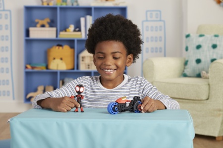 SPIDEY PRIETENII EXTRAORDINARI SET MOTOCICLETA SI FIGURINA MILES MORALES SPIDER MAN 10CM - Img 3