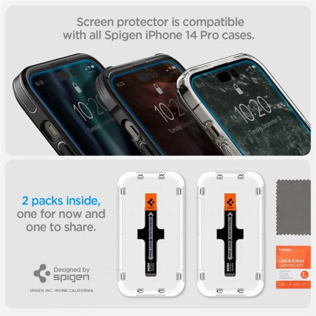 Sticla securizata Spigen Glas.tR EZ Fit pentru iPhone 14 Pro Max - 2 buc. - Img 3
