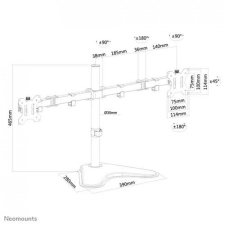 Suport birou 2 monitoare NewStar FPMA-D550DDBLACK - Img 2