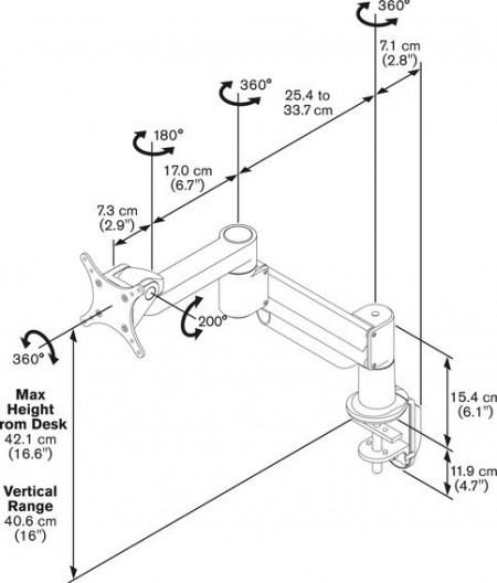 Suport monitor birou Vogel`s PFD8543 pentru monitoare cu diagonale intre 10''-26''(25-66cm), max. 11 kg. - Img 3