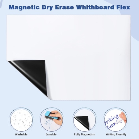 Tablă Magnetică Albă pentru Frigider Typec Home – Format A3 (42 x 29.3 cm), Suport Magnetic Integral, Include 5 Markere Colorate și Ștergător Magnetic - Img 2