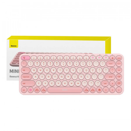Tastatura fara fir in trei moduri Baseus K01A Baby Pink