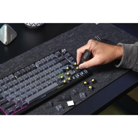 Tastatura mecanica gaming Corsair K65 PLUS 2.4GHz Wireless - Bluetooth®, 75%, Pre-Lubricated CORSAIR MLX Red Linear Switches, RGB - Img 10