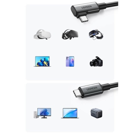 Ugreen US551 unghi 90 USB-C - cablu USB-C PD 60W 3A 5Gb/s 5m - negru - Img 2