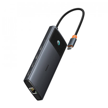 Adaptor Baseus USB-C Hub 10in1 - 2xHDMI, 3xUSB-A, USB-C, RJ45, SD/TF, PD (negru) - Img 3