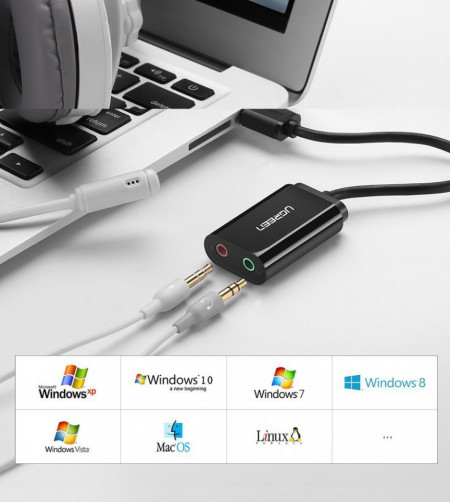 Adaptor Ugreen USB extern cu placa audio de sunet de 3,5 jack 15cm - Img 5