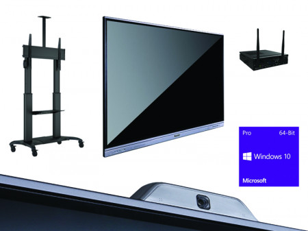 All In One Interactiv DONVIEW DS-75IWMS-L05A, camera videoconferinta, stand mobil 6324, OPS i3 si Windows 10