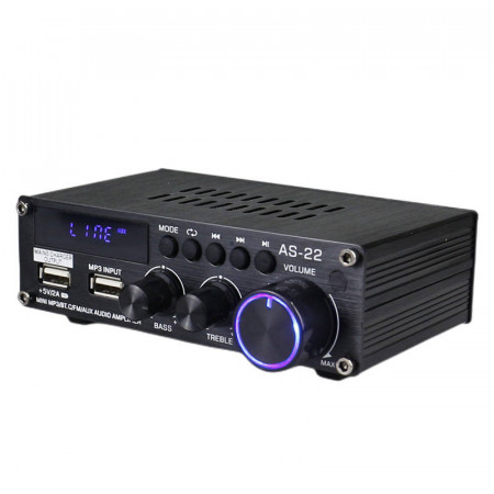 Amplificator audio Blitzwolf AS-22, 45 W, Bluetooth 5.0, USB + telecomanda (negru) - Img 2