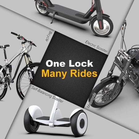 Antifurt / Lacăt tip Cătușă pentru Trotinetă Electrică și Bicicletă AMZLOCK, Lungime 90 cm, Greutate 1.2 kg, Oțel aliat, Închidere Automată One-Touch, Include 3 Chei, Negru - Img 3