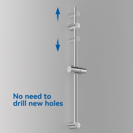 Bară de Duș Reglabilă Auralum 70 cm din Inox Cromat, Suport Pară de Duș Reglabil pe Înălțime și Rotativ 360°, Sistem de Prindere Variabil pe Găurile Existente, Finisaj Lucios Anti-Coroziune - Img 3