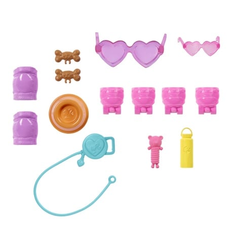 BARBIE PETS SET PAPUSA BARBIE CU PATINE CU ROTILE CATEL SI ACCESORII - Img 3