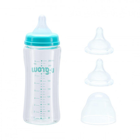 Biberon de sticla 260 ml+2 tetine extra - Img 2