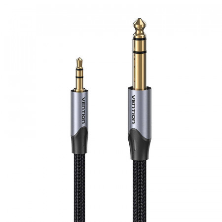 Cablu audio 3,5 mm TRS tata la 6,35 mm tata 1 m Vention BAUHF gri - Img 2