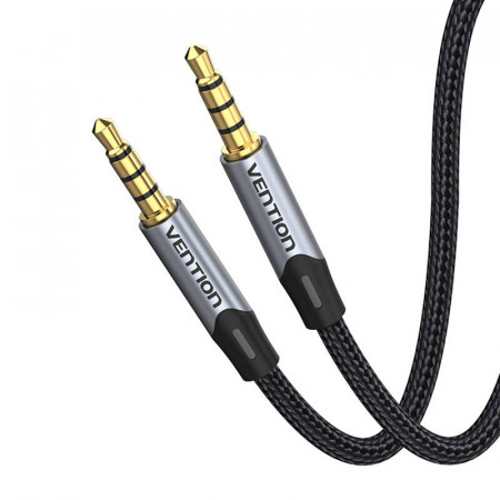 Cablu audio Kabel TRRS 3,5 mm tata la tata Aux 1m Vention BAQHF gri - Img 3