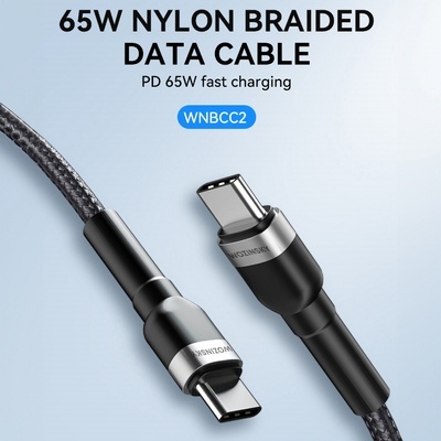 Cablu Date si Incarcare USB-C - USB-C WZK WNBCC2, 65W, 2m, Negru - Img 5